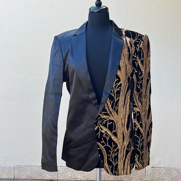 Jackets & Blazers - Mixed Material Sequin Corduroy Blazer